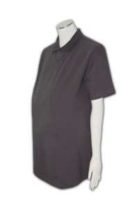 P212 自定polo 衛衣 孕婦 大肚衫 香港製造polo 短袖恤衫    棕色